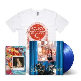 Baby Velvet / Please Don’t Be In Love With Someone Else LP Royal Blue Vinyl & White T-shirt Bundle